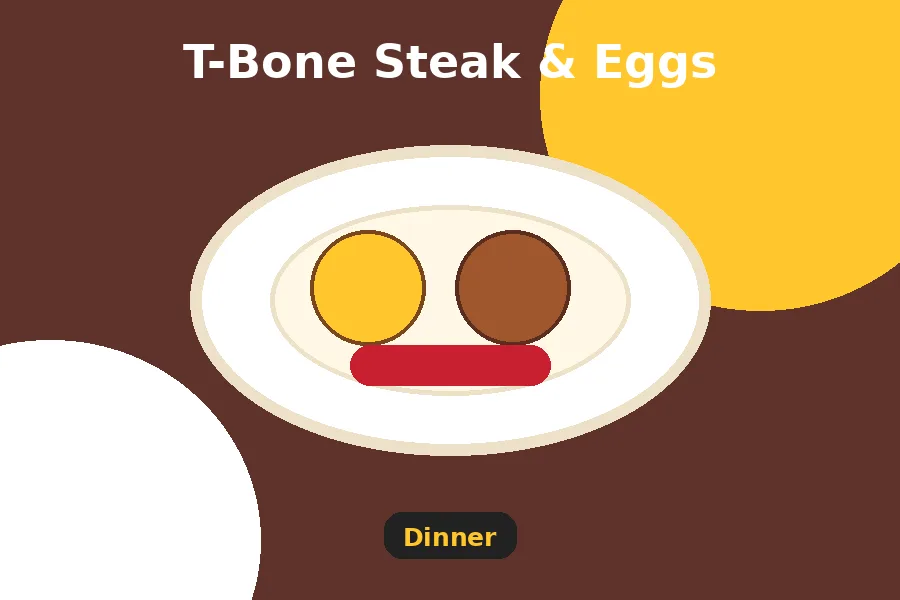 T-Bone Steak & Eggs menu guide image